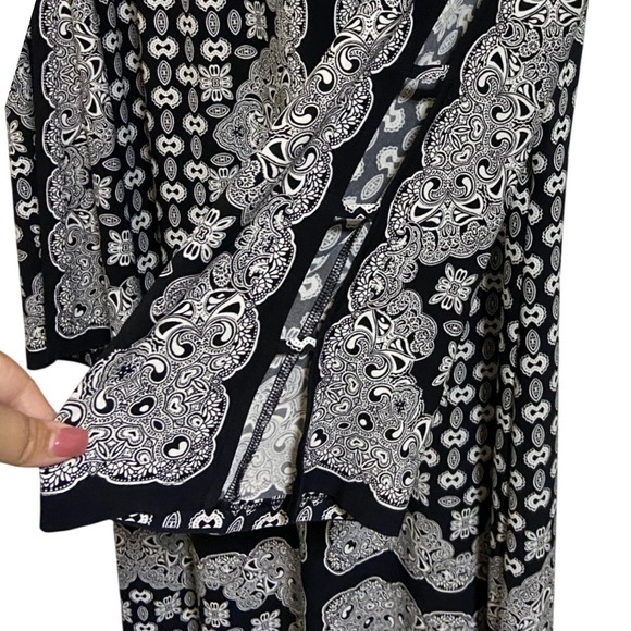 Chicos Black White Paisley Print Long‎ Sleeve Shift Whimsigoth Boho Dress Size 2 - Picture 7 of 10